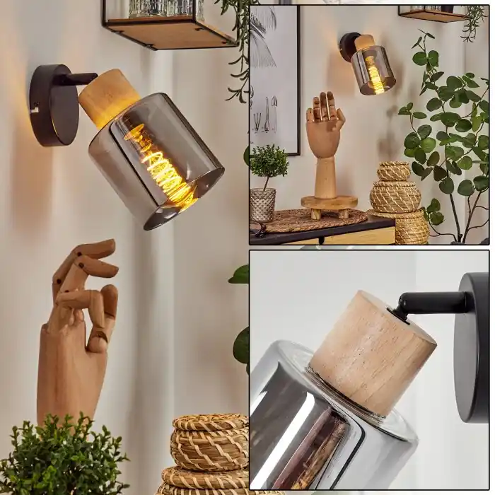 Covelas Muurlamp Natuurlijke kleuren, Zwart, 1-licht Favoriet
