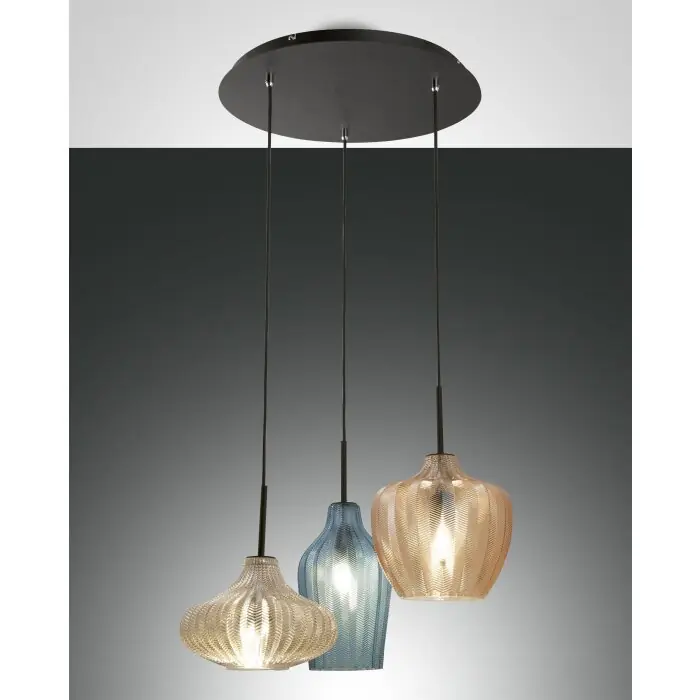 Fabas Luce Olbia Hanglamp Zwart, 3-lichts Dagaanbieding