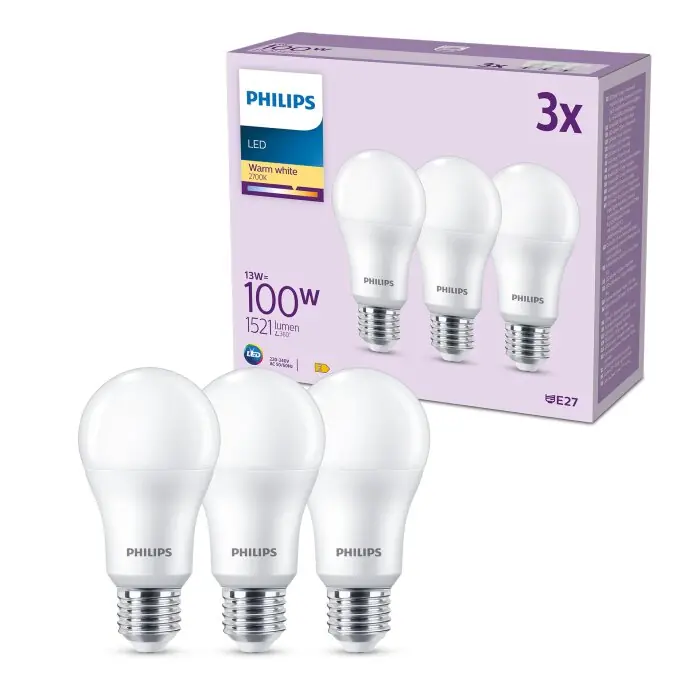 Philips Classic Set van 3 LED E27 13 Watt 2700 Kelvin 1521 Lumen Laatste Kans