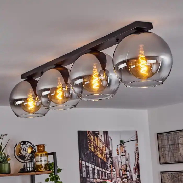 Alleen Vandaag Koyoto Plafondlamp Glas 25 cm Chroom, Duidelijk, Rookkleurig, 4-lichts