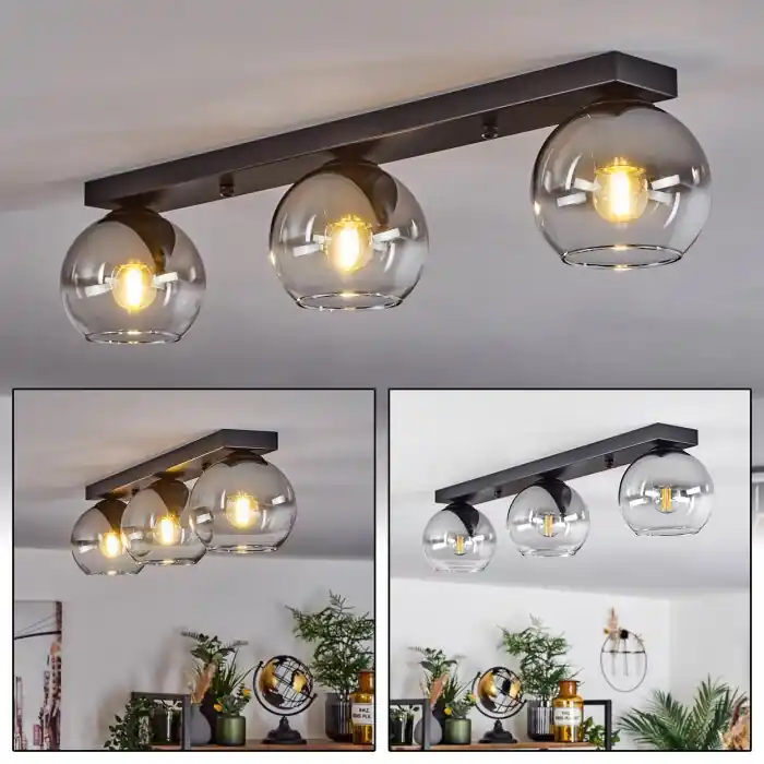 Koyoto Hanger Glas 15 cm Duidelijk, Rookkleurig, 3-lichts Laatste Kans