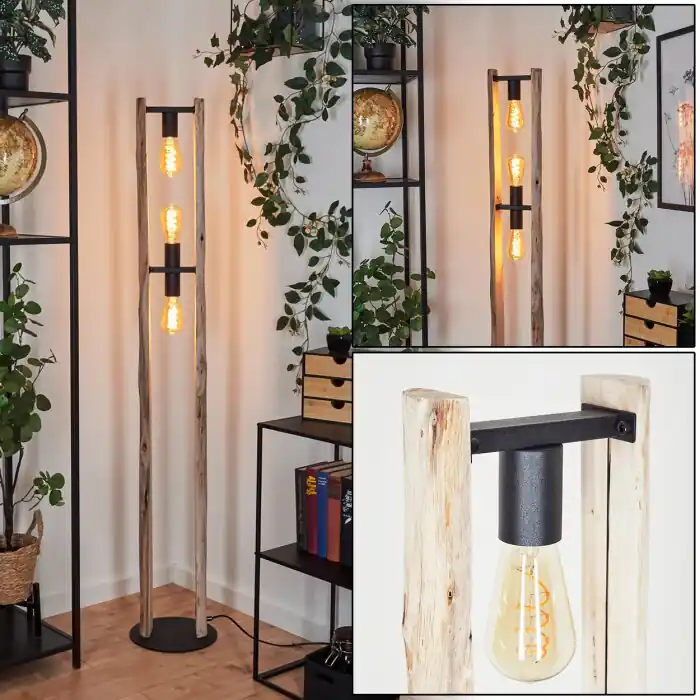 Aanbieding Sande Staande lamp Natuurlijke kleuren, Zwart, 3-lichts