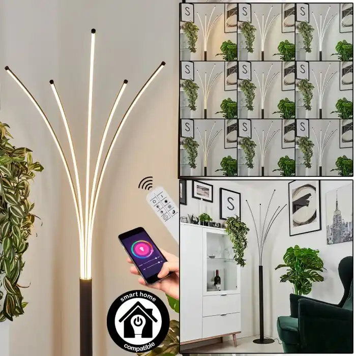 Bakersfield Staande lamp LED Zwart, Wit, 1-licht Hoge Kwaliteit