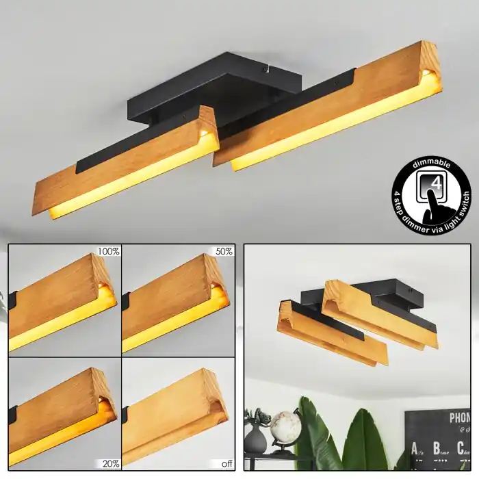 Seizoensaanbieding Teira Plafondlamp LED Natuurlijke kleuren, Zwart, 2-lichts