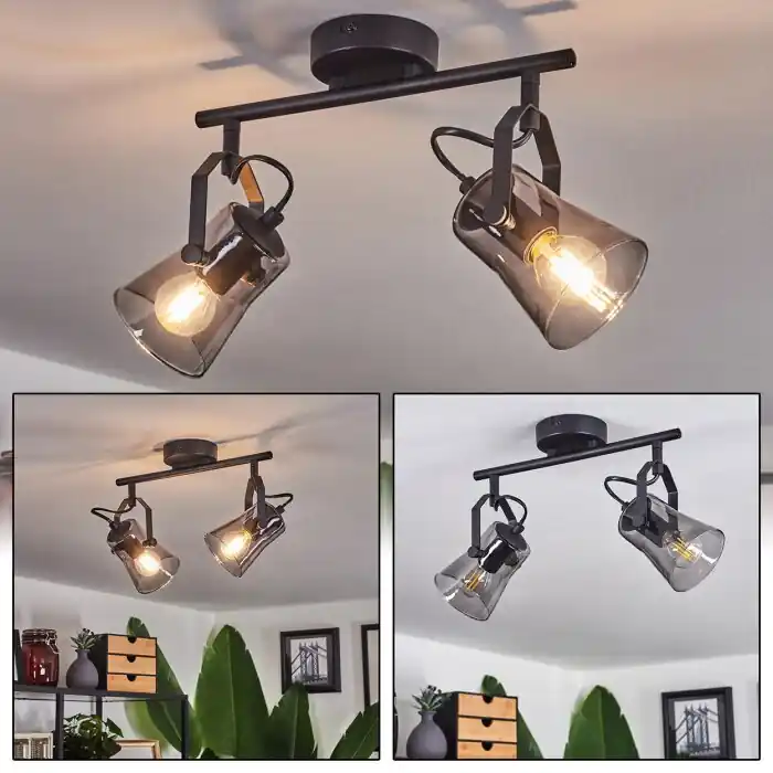 Beperkt Aanbod Trajouca Plafondlamp Zwart, 2-lichts