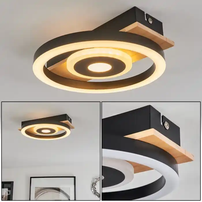 Beste Prijs Taboneira Plafondlamp LED Natuurlijke kleuren, Zwart, Wit, 1-licht