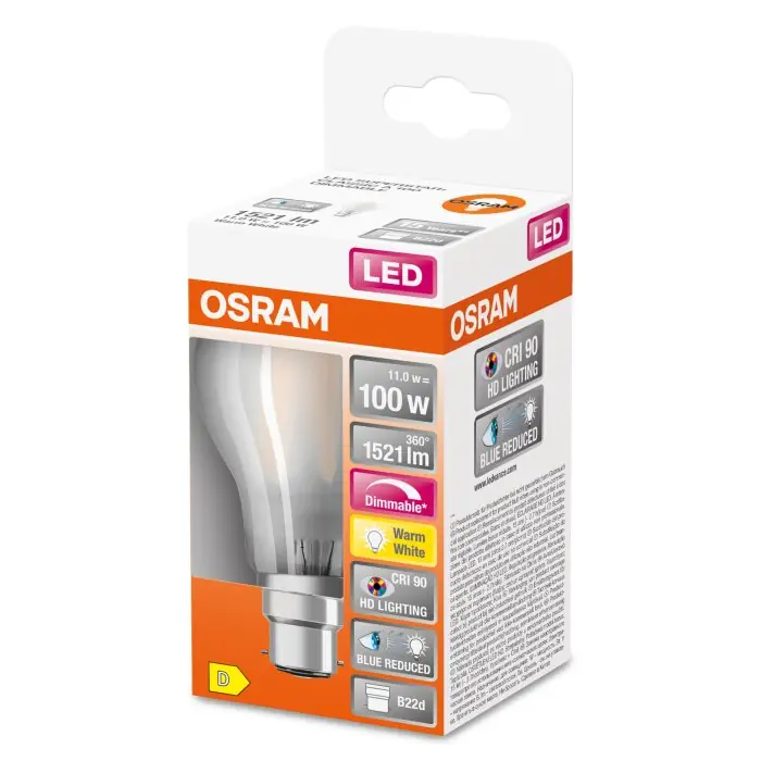 OSRAM SUPERSTAR LED B22d 11 Watt 2700 Kelvin 1521 Lumen Voordeelprijs