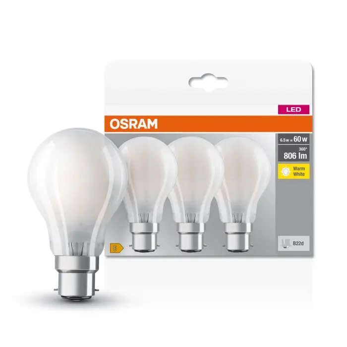 Bestseller OSRAM CLASSIC A Set van 3 LED B22d 6,5 Watt 2700 Kelvin 806 Lumen