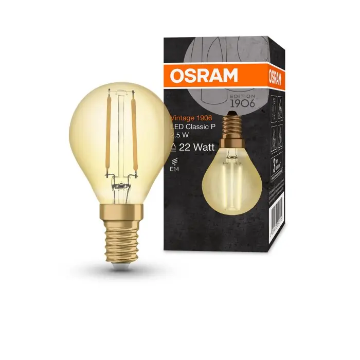 Rechtstreeks Van De Fabrikant OSRAM Vintage 1906® LED E14 2,5 Watt 2400 Kelvin 220 Lumen