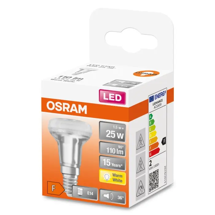 OSRAM LED STAR E14 1,5 watt 2700 kelvin 110 lumen Superprijs