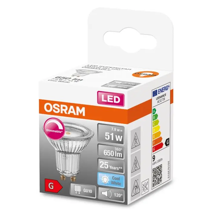 Premium OSRAM LED SUPERSTAR GU10 7,9 Watt 4000 Kelvin 650 Lumen