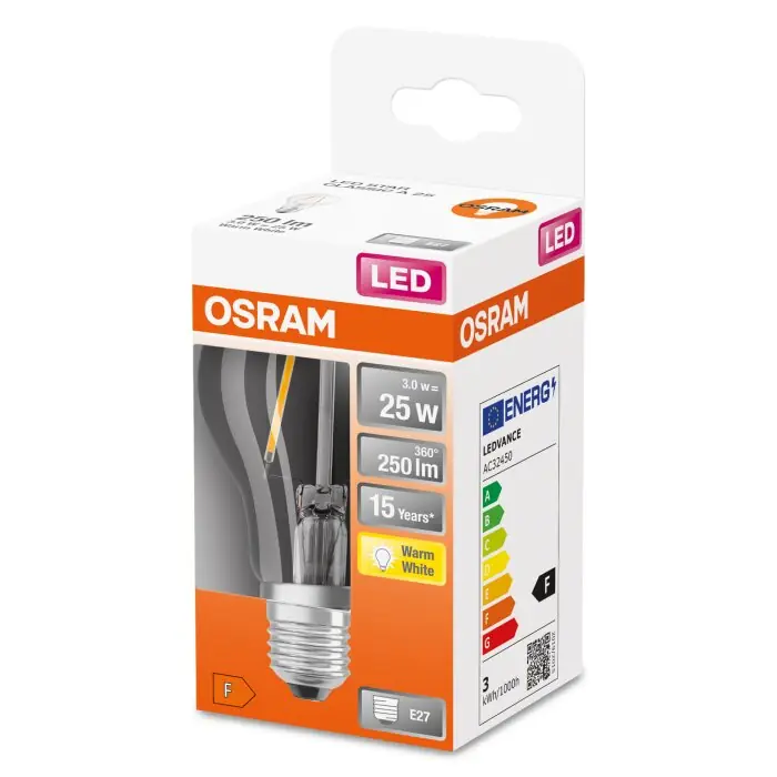Korting OSRAM LED Retrofit E27 2,5 Watt 2700 Kelvin 250 Lumen