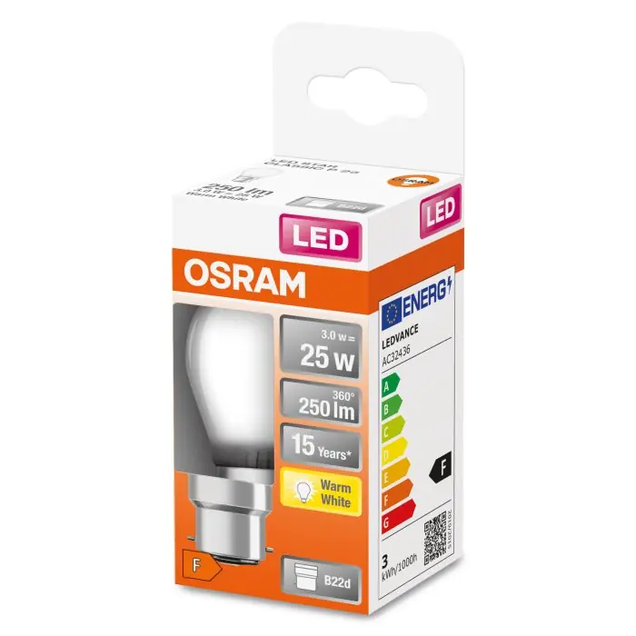 OSRAM LED Retrofit B22d 2,5 Watt 2700 Kelvin 250 Lumen Op = Op