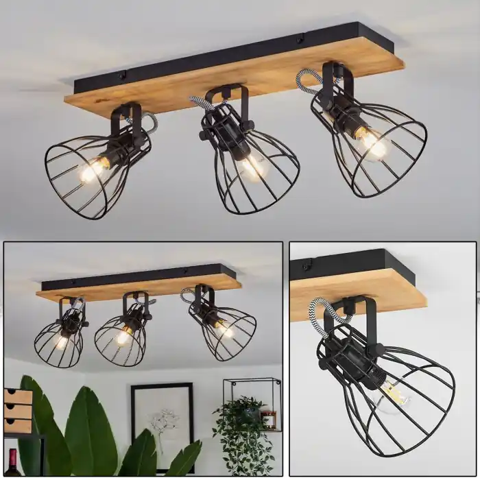 Tros Plafondlamp Natuurlijke kleuren, Zwart, 3-lichts Meest Verkocht