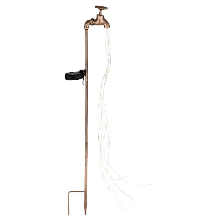 Must-Have Globo WASSERHAHN Vloerlamp op zonne-energie LED Goud, 60-lichts