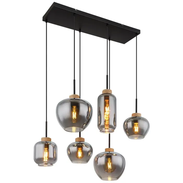 Globo MATT Hanger Zwart, 6-lichts Bestseller