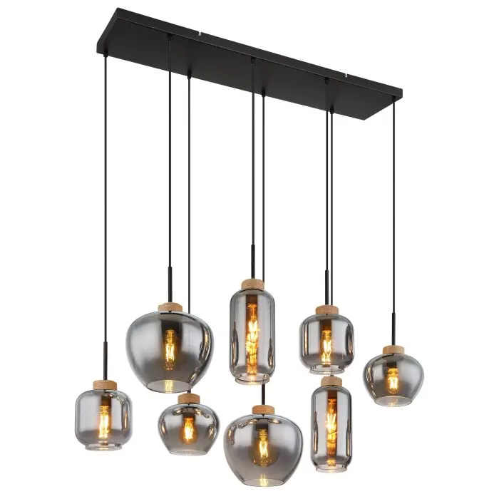 Korting Globo MATT Hanger Zwart, 8-lichts