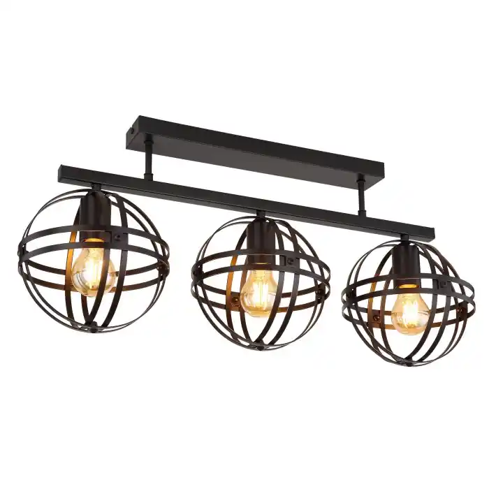 Korting Globo TAMARA Plafondlamp Zwart, 3-lichts