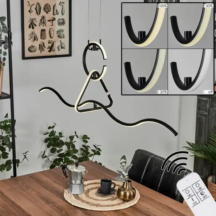 Dagaanbieding Chlak Hanglamp LED Zwart, 3-lichts, Afstandsbediening