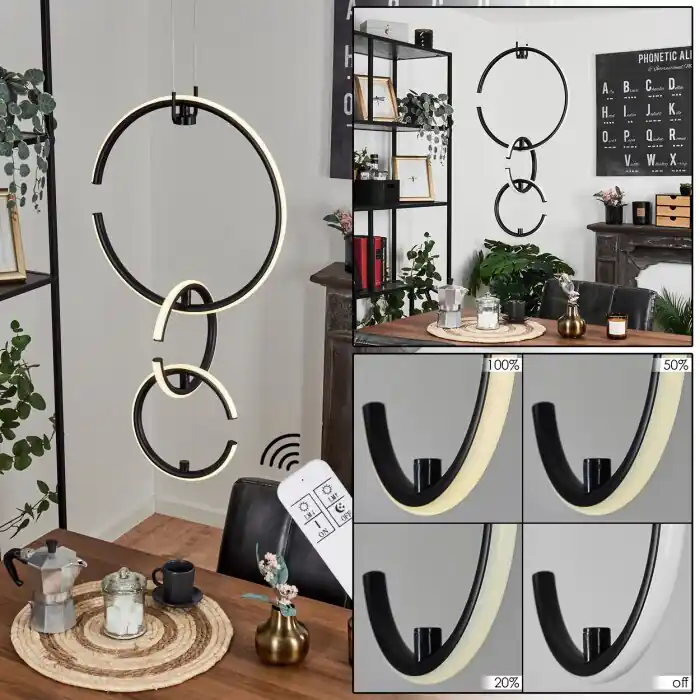 Chlak Hanglamp LED Zwart, 3-lichts, Afstandsbediening Fabrieksprijs