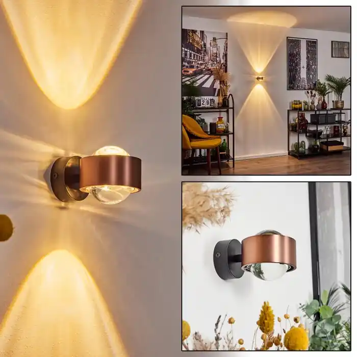 Favoriet Sapri Muurlamp Koperkleurig, Zwart, 1-licht