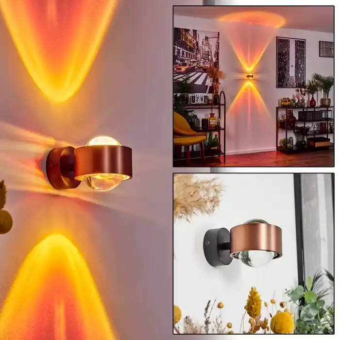 Laatste Versie Sapri Muurlamp Koperkleurig, Zwart, 1-licht