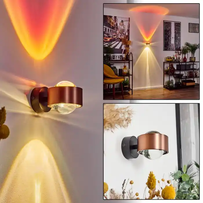 Weekendaanbieding Sapri Muurlamp Koperkleurig, Zwart, 1-licht