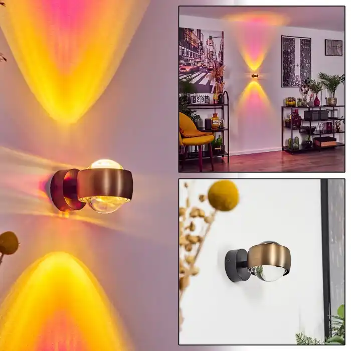 Sapri Muurlamp Oud messing, Zwart, 1-licht Weekendaanbieding
