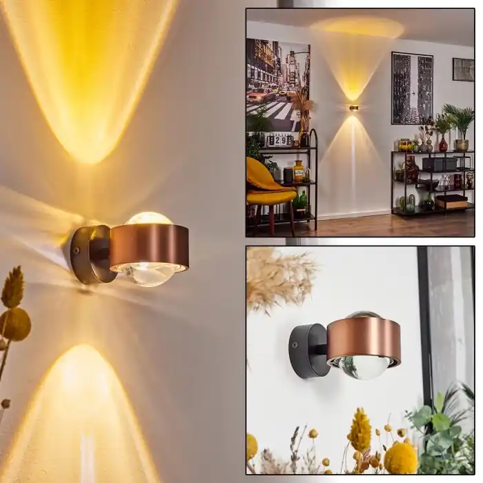 Sapri Muurlamp Koperkleurig, Zwart, 1-licht Populair