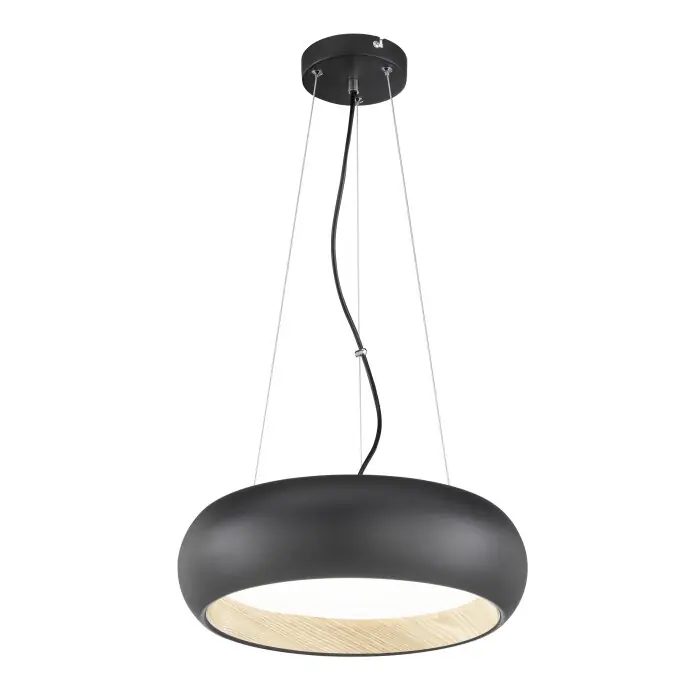SCHÖNER WOHNEN-Kollektion Wood Hanglamp LED houtlook, Zwart, 1-licht Beste Prijs