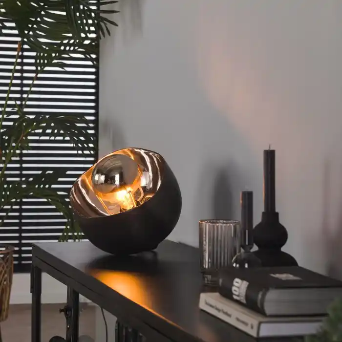 Goedkoop Mirror Tafellamp Nikkel mat, Zwart, 1-licht