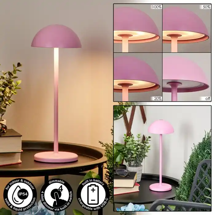 Gratis Retour Pelaro Tafellamp voor buiten LED Roze, 1-licht