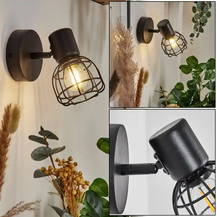 Piment Muurlamp Zwart, 1-licht Meest Verkocht