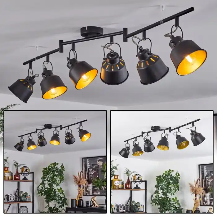 Safari Plafondlamp Chroom, Zwart, 6-lichts Nu Kopen