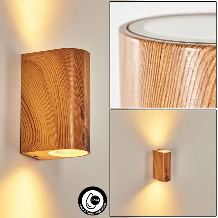 Skaabu Buiten muurverlichting Bruin, houtlook, 2-lichts Lage Prijs