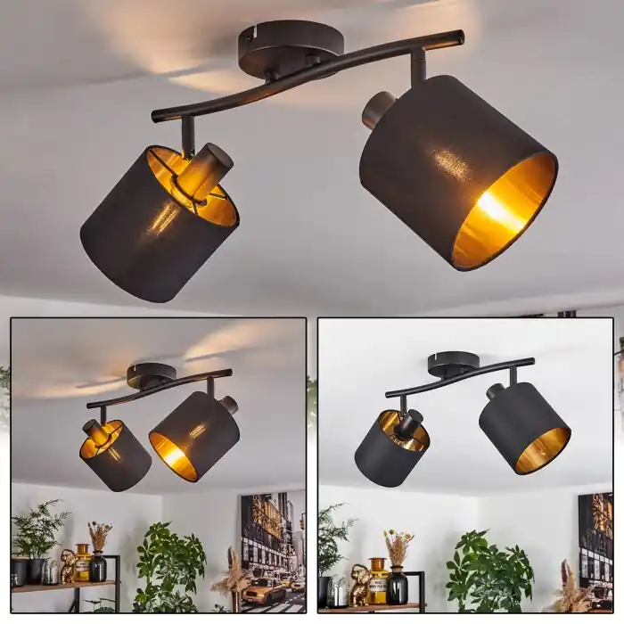 Alsen Plafondlamp Zwart, 2-lichts Nieuw