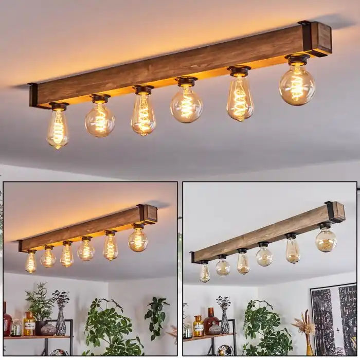 Fabrieksprijs Montgomery Plafondlamp Natuurlijke kleuren, Zwart, 6-lichts