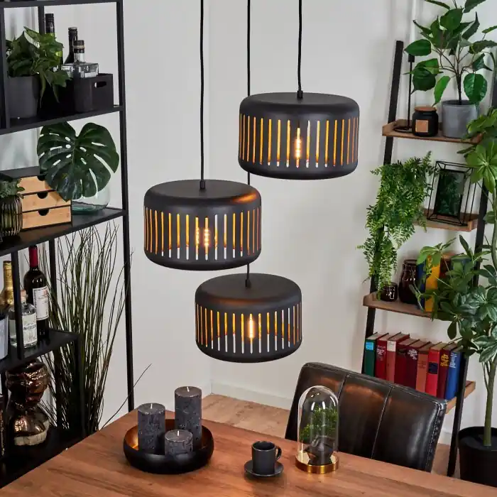 Nu Kopen Fournie Hanger Zwart, 3-lichts