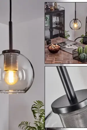 Aanbieding Koyoto Hanger Glas 15 cm Roestvrijstalen kleur, Zwart, 1-licht