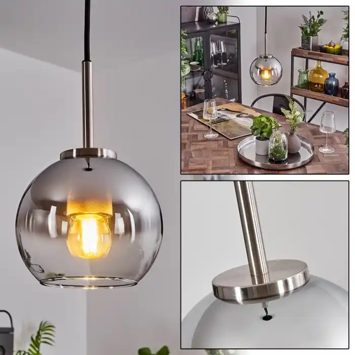 Aanbieding Koyoto Hanger Glas 15 cm Zwart, Zilver, 1-licht
