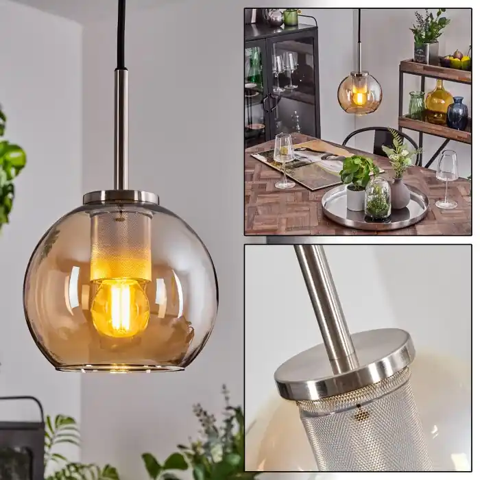 Aanbieding Koyoto Hanger Glas 15 cm Zwart, Zilver, 1-licht