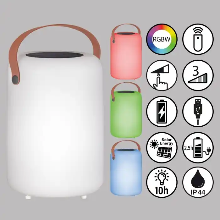 FHL easy Orno Solarlamp LED Wit, 1-licht, Afstandsbediening, Kleurwisselaar Hoge Kwaliteit