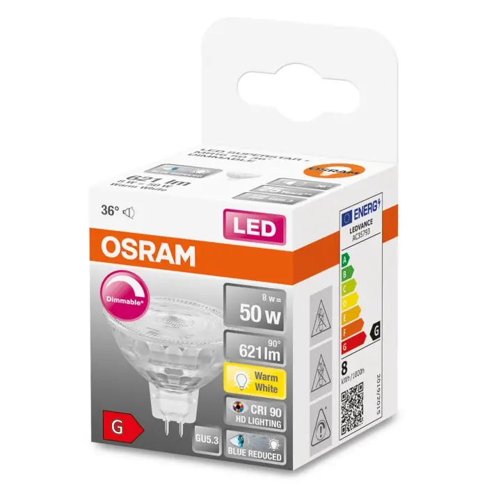 OSRAM SUPERSTAR PLUS LED GU5.3 8 Watt 2700 Kelvin 621 Lumen Direct Verzonden
