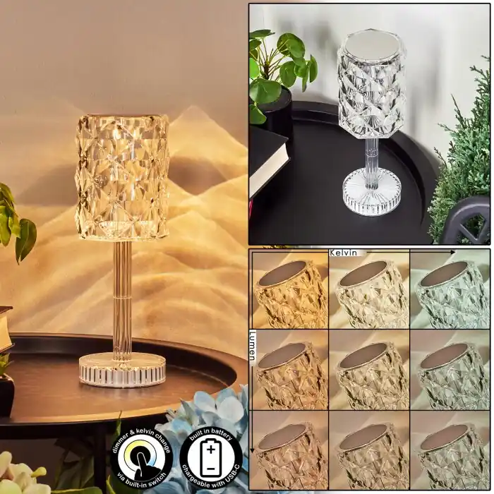 Dagaanbieding Toire Tafellamp LED Transparant, Helder, Wit, 1-licht