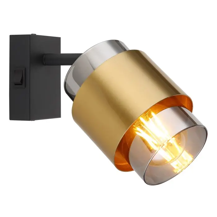 Globo MILLEY Muurlamp Messing, Zwart, 1-licht Korting
