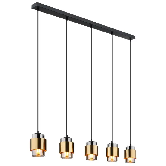 Globo MILLEY Hanger Messing, Zwart, 5-lichts Laatste Versie