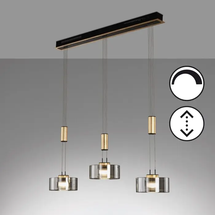 Op = Op Fischer & Honsel Lavin Hanglamp LED Zwart, 3-lichts