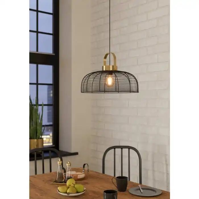 Flitsaanbieding Eglo ROUNDHAM Hanger Messing, Zwart, 1-licht
