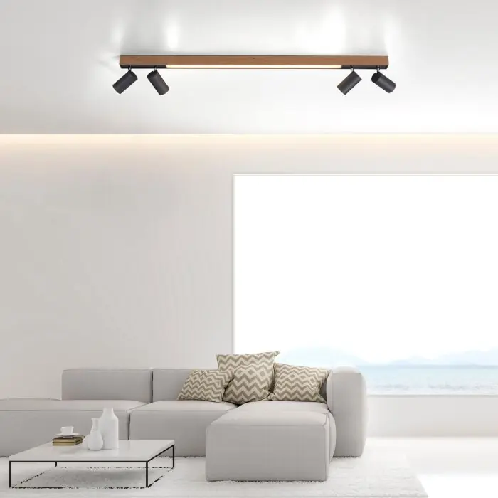 Paul Neuhaus PURE-LINES Plafondlamp LED Antraciet, Hout donker, 5-lichts, Afstandsbediening Populair