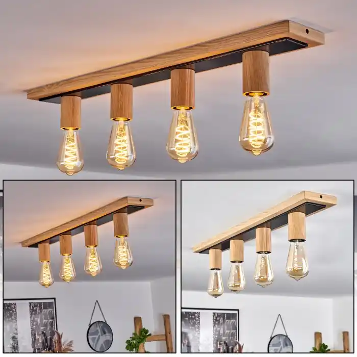 Seizoensaanbieding Represita Plafondlamp Natuurlijke kleuren, Zwart, 4-lichts